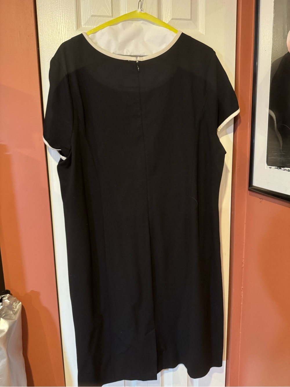 Talbots Black Shift Dress with White Trim, Size 22W - Picture 2 of 4
